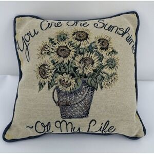 Sunflower Tapestry Pillow 12" x 12" You Are The Sunshine Of My Life Pillow Decor